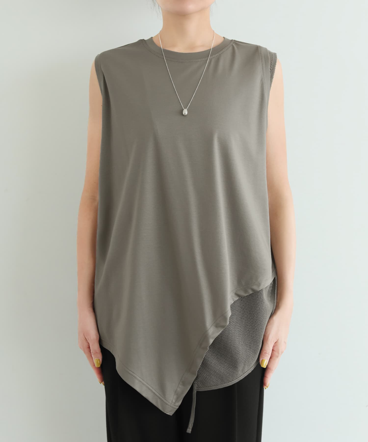 STYLE DELI「【selection】裾メッシュレイヤードノースリカットtops」|タンクトップ|