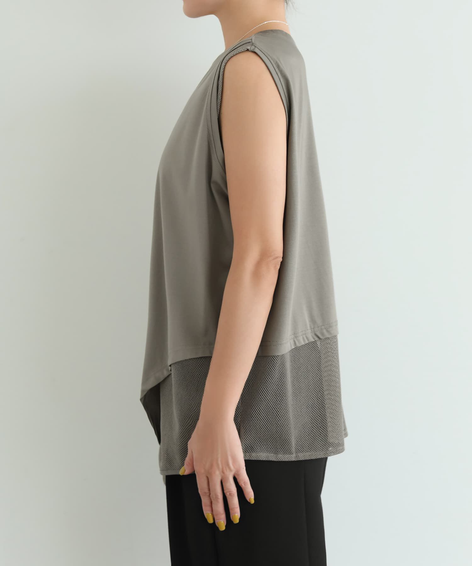 STYLE DELI「【selection】裾メッシュレイヤードノースリカットtops」|タンクトップ|