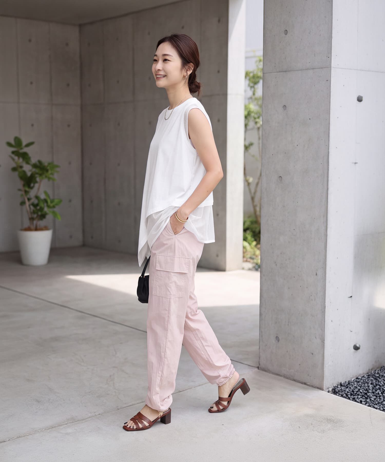 STYLE DELI「【selection】裾メッシュレイヤードノースリカットtops」|タンクトップ|