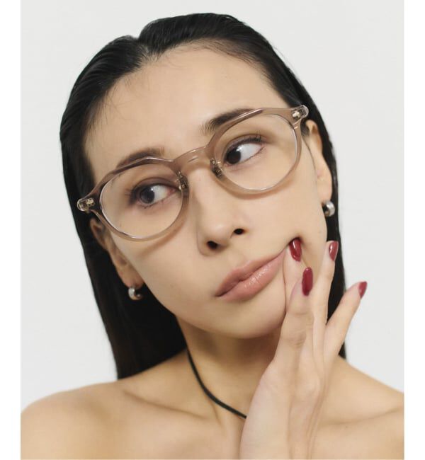  「[黒石奈央子さん ｺﾗﾎﾞ] Zoff｜Naoko Kuroishi メガネ | クラウンパント 伊達・度付き レンズ交換券付」|メガネ|薄グレー
