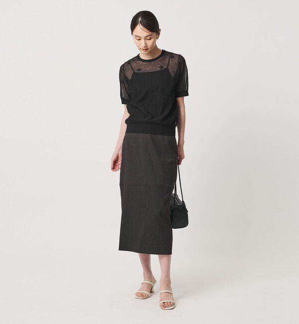 UNITED ARROWS「シアー フラワー ショートスリーブ ニット ‐ウォッシャブル‐」|ニット・セーター|
