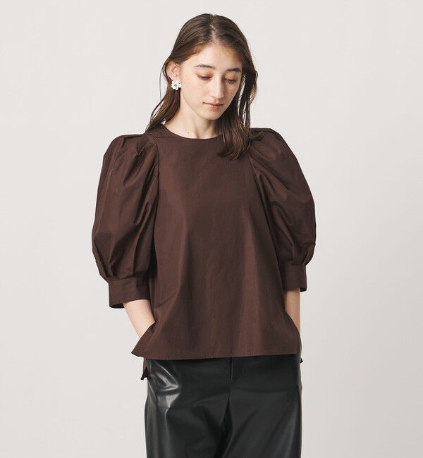 UNITED ARROWS「5分袖 コットン パプ ブラウス」|シャツ・ブラウス|DK.BROWN