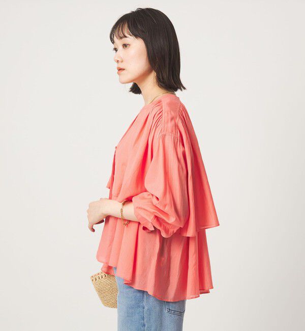 UNITED ARROWS green label relaxing「［size SHORTあり］ボイル レイヤー ギャザー ブラウス」|シャツ・ブラウス|