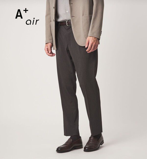 UNITED ARROWS green label relaxing「A+ air PE/PU トリコット プリント スタンダード 1プリーツ スラックス -ストレッチ・接触冷感・通気性-」|スラックス|DK.BROWN