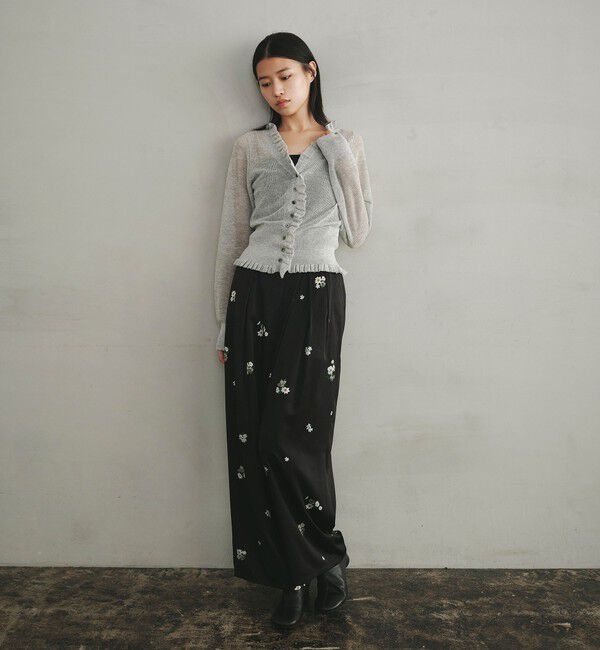 EMMEL REFINES「＜EMMEL REFINES＞EM フラワープリント ラップライク パンツ」|チノ|BLACK