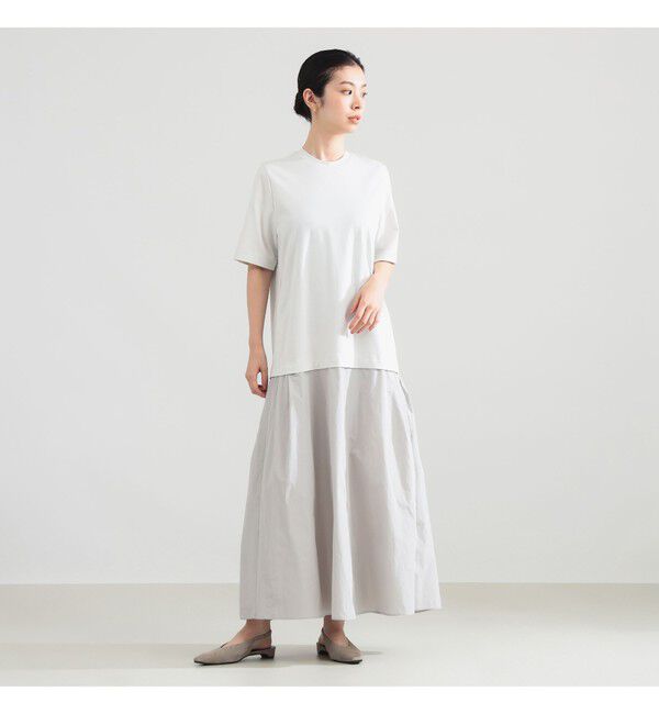 Demi-Luxe BEAMS 「タフタ コンビ Tシャツワンピース」|ワンピース|ICE_GREY