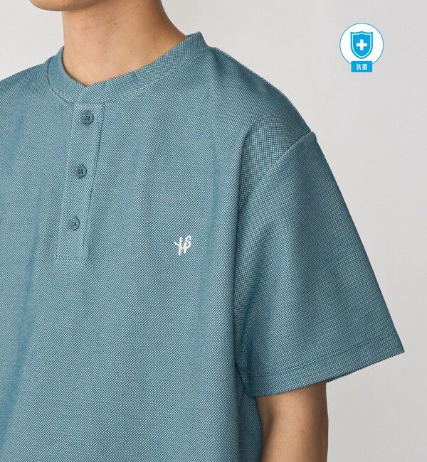 SHIPS「【WEB限定】SHIPS:〈手洗い可能/抗菌/防臭〉ワンポイント ロゴ バーズアイ ヘンリーネック Tシャツ」|Tシャツ・カットソー|ロイヤルブルー