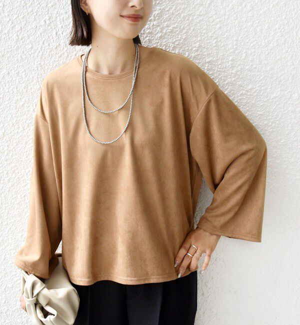 SHIPS for women「〈手洗い可能〉ポリエステル スエード ワイド スリーブ プルオーバー」|Tシャツ・カットソー|キャメル