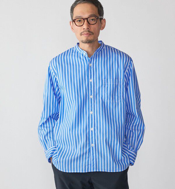 SHIPS「SHIPS: 〈MADE IN JAPAN〉バンドカラー ブロード シャツ ロングスリーブ」|シャツ・ブラウス|