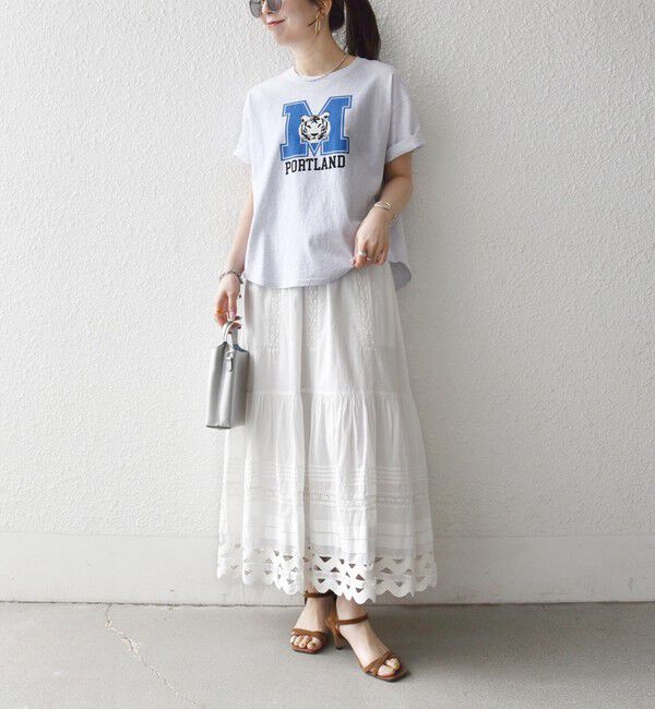 SHIPS any「【SHIPS any別注】THE KNiTS:〈洗濯機可能〉ラウンドヘム プリント ショート TEE」|Tシャツ・カットソー|