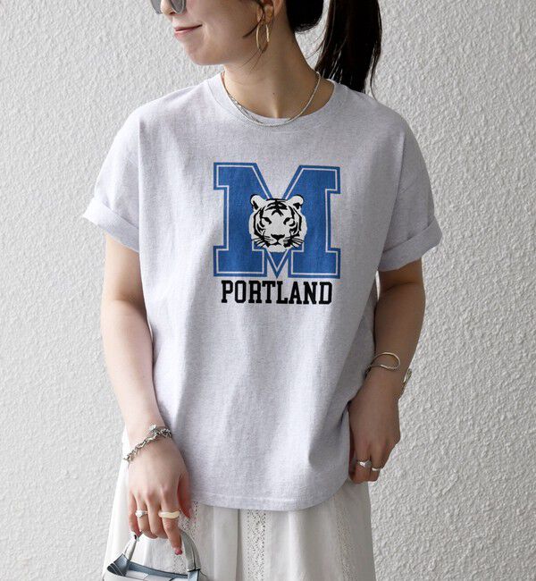 SHIPS any「【SHIPS any別注】THE KNiTS:〈洗濯機可能〉ラウンドヘム プリント ショート TEE」|Tシャツ・カットソー|