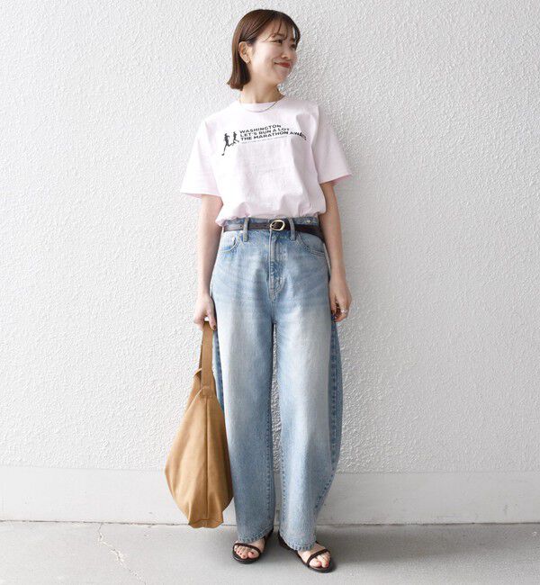 SHIPS any「【SHIPS any別注】THE KNiTS:〈洗濯機可能〉ラウンドヘム プリント ショート TEE」|Tシャツ・カットソー|