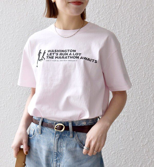 SHIPS any「【SHIPS any別注】THE KNiTS:〈洗濯機可能〉ラウンドヘム プリント ショート TEE」|Tシャツ・カットソー|