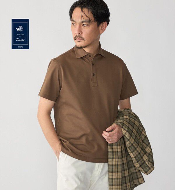 SHIPS「SHIPS:〈接触冷感〉I Cotoni di Albini ショート スリーブ ポロシャツ」|ポロシャツ|キャメル