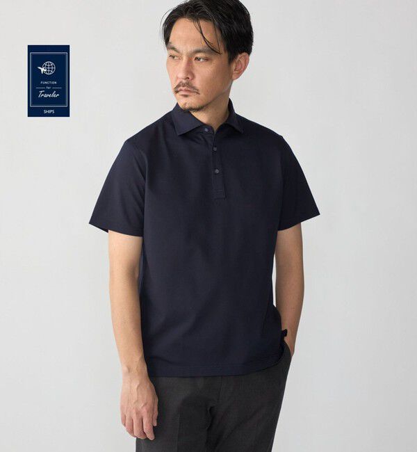 SHIPS「SHIPS:〈接触冷感〉I Cotoni di Albini ショート スリーブ ポロシャツ」|ポロシャツ|ネイビー