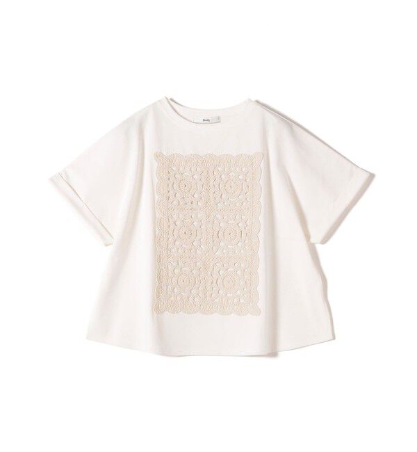 SHIPS for women「【WEB限定】〈汗染み防止/手洗い可能〉クロシェ レース ドッキング ショート スリーブ TEE」|Tシャツ・カットソー|