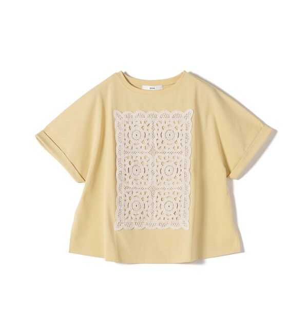 SHIPS for women「【WEB限定】〈汗染み防止/手洗い可能〉クロシェ レース ドッキング ショート スリーブ TEE」|Tシャツ・カットソー|