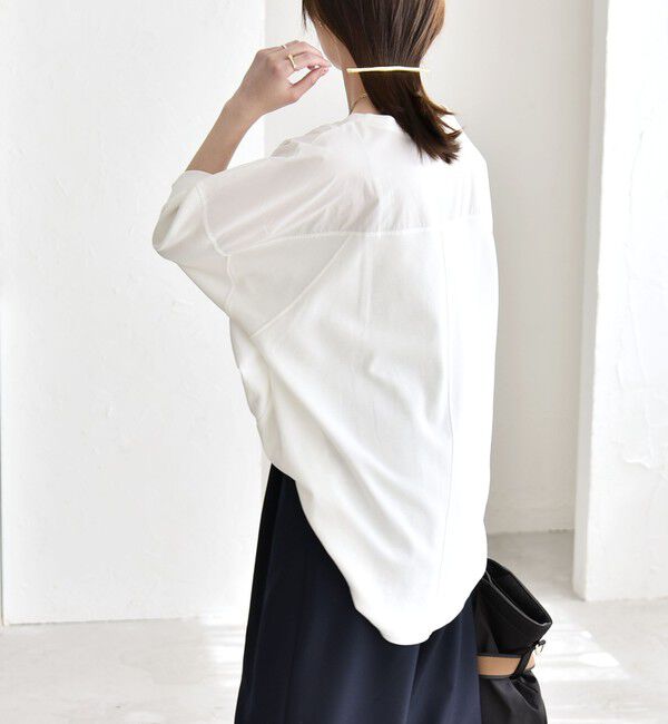 quaranciel「quaranciel:〈接触冷感/汗染み防止加工/洗濯機可能〉ドッキング Aライン カットソー」|Tシャツ・カットソー|