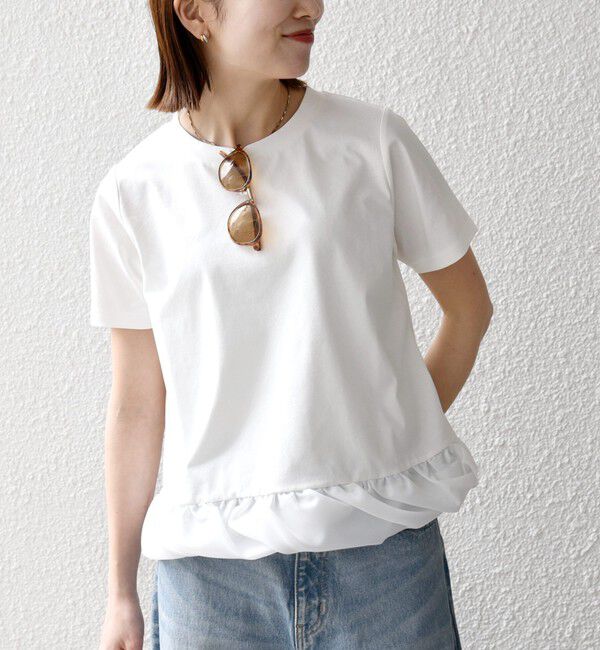 SHIPS any「SHIPS any:〈多機能/洗濯機可能〉マルチファンクション ドッキング ヘム コンパクト TEE」|Tシャツ・カットソー|