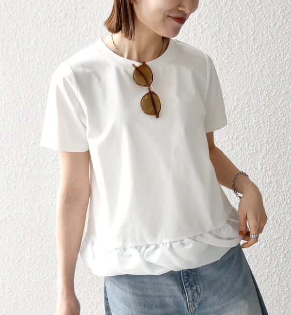 SHIPS any「SHIPS any:〈多機能/洗濯機可能〉マルチファンクション ドッキング ヘム コンパクト TEE」|Tシャツ・カットソー|