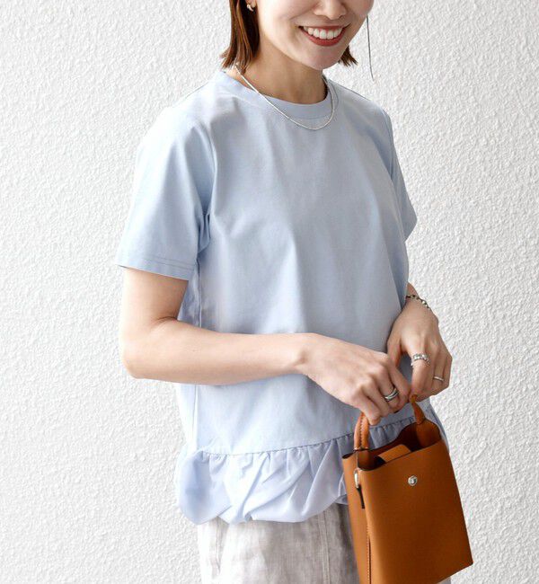 SHIPS any「SHIPS any:〈多機能/洗濯機可能〉マルチファンクション ドッキング ヘム コンパクト TEE」|Tシャツ・カットソー|ライトブルー