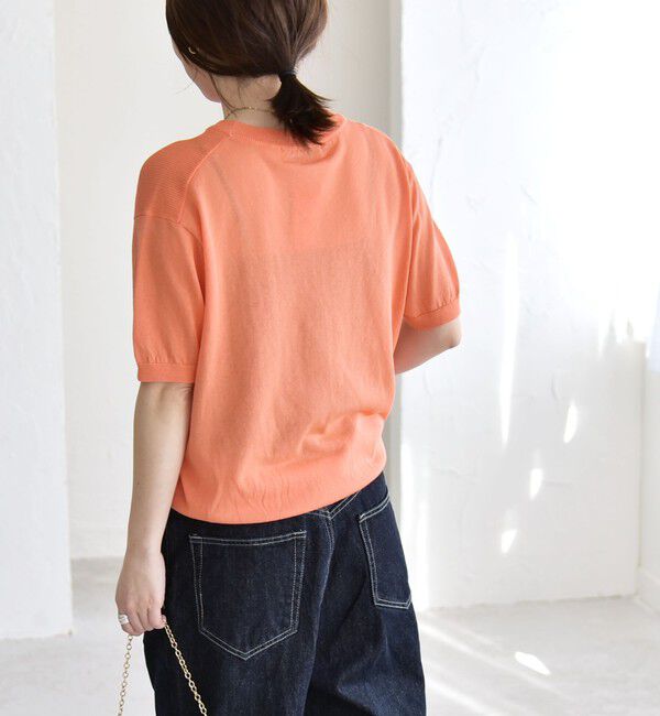 quaranciel「quaranciel:〈接触冷感/手洗い可能〉コンパクト シアー ニット TEE」|ニット・セーター|