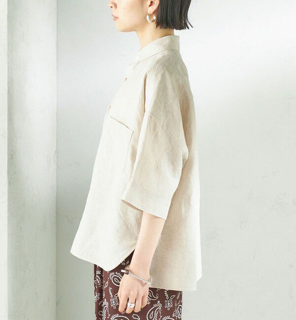 SHIPS for women「TICCA:〈手洗い可能〉リネン 半袖 シャツ」|シャツ・ブラウス|