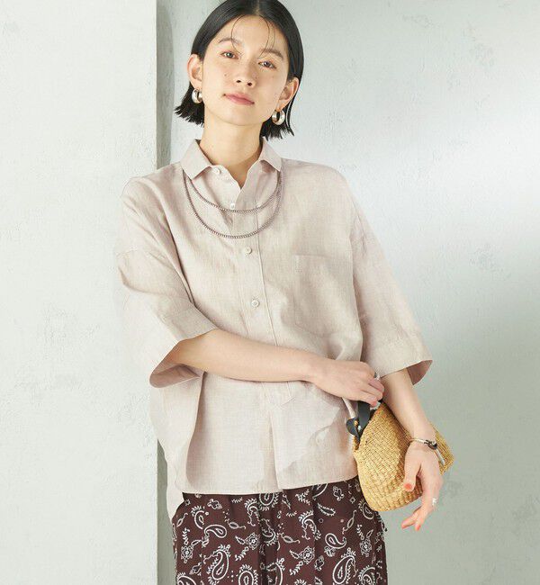 SHIPS for women「TICCA:〈手洗い可能〉リネン 半袖 シャツ」|シャツ・ブラウス|