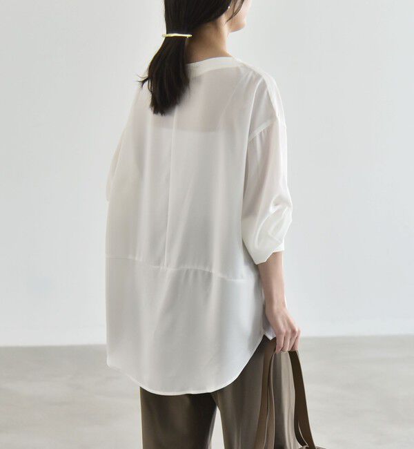 quaranciel「《予約》quaranciel:〈手洗い可能〉ジョーゼット リブ オーバーサイズ ブラウス」|シャツ・ブラウス|