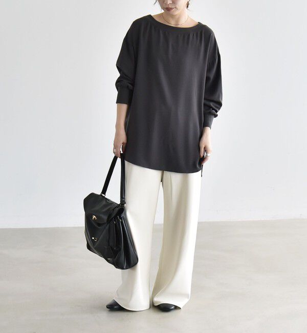 quaranciel「《予約》quaranciel:〈手洗い可能〉ジョーゼット リブ オーバーサイズ ブラウス」|シャツ・ブラウス|