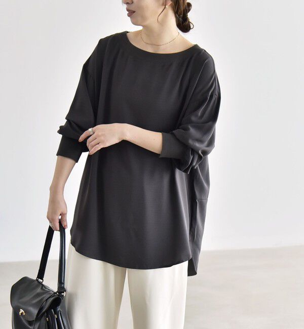 quaranciel「《予約》quaranciel:〈手洗い可能〉ジョーゼット リブ オーバーサイズ ブラウス」|シャツ・ブラウス|