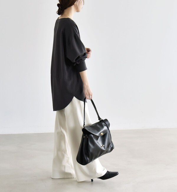 quaranciel「《予約》quaranciel:〈手洗い可能〉ジョーゼット リブ オーバーサイズ ブラウス」|シャツ・ブラウス|