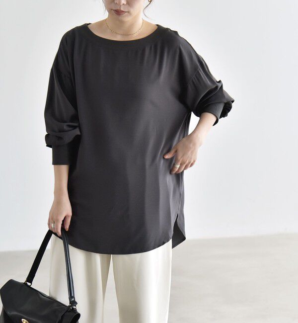 quaranciel「《予約》quaranciel:〈手洗い可能〉ジョーゼット リブ オーバーサイズ ブラウス」|シャツ・ブラウス|