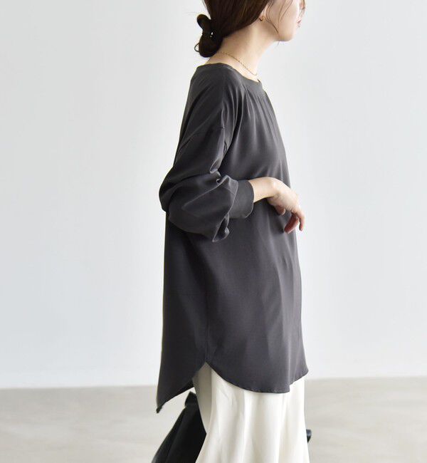 quaranciel「《予約》quaranciel:〈手洗い可能〉ジョーゼット リブ オーバーサイズ ブラウス」|シャツ・ブラウス|
