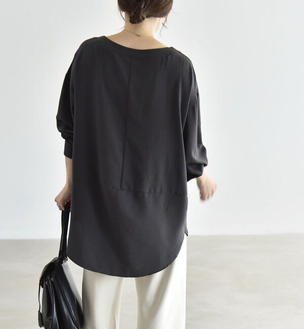 quaranciel「《予約》quaranciel:〈手洗い可能〉ジョーゼット リブ オーバーサイズ ブラウス」|シャツ・ブラウス|