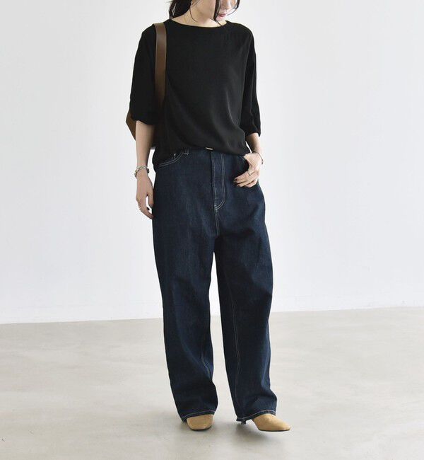 quaranciel「《予約》quaranciel:〈手洗い可能〉ジョーゼット リブ オーバーサイズ ブラウス」|シャツ・ブラウス|