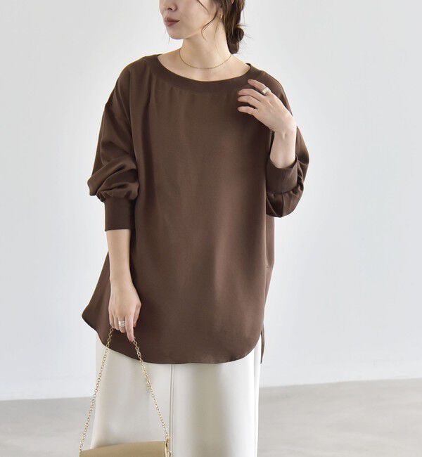 quaranciel「《予約》quaranciel:〈手洗い可能〉ジョーゼット リブ オーバーサイズ ブラウス」|シャツ・ブラウス|