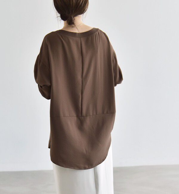 quaranciel「《予約》quaranciel:〈手洗い可能〉ジョーゼット リブ オーバーサイズ ブラウス」|シャツ・ブラウス|
