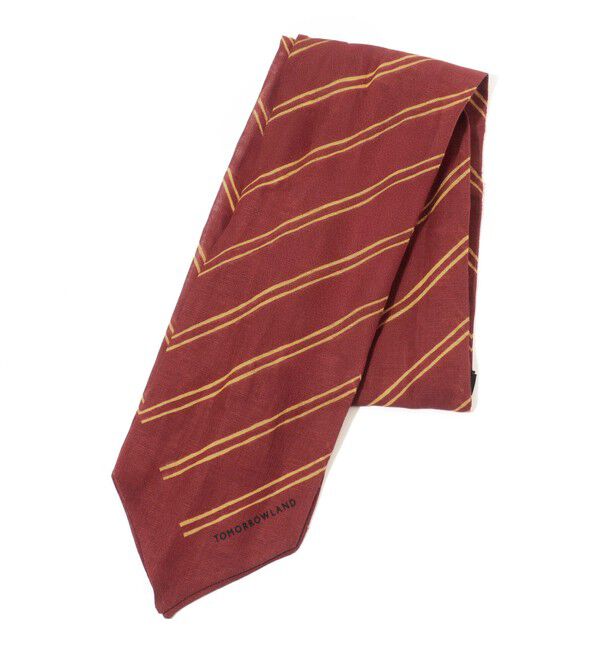 TOMORROWLAND GOODS「TOMORROWLAND コットンリネンシルク ストライプスカーフ」|バンダナ・スカーフ|34 レッド系