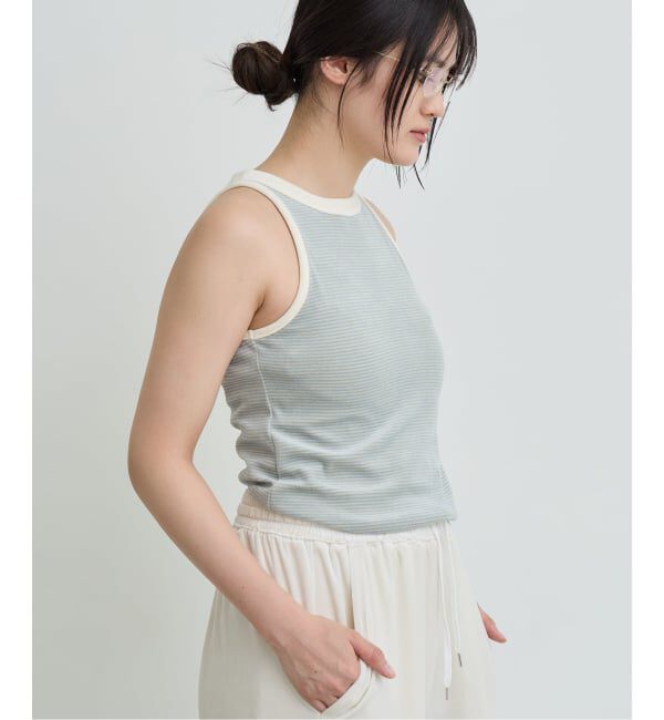IENA LA BOUCLE「IENA LA BOUCLE ベロアボーダータンクトップ」|タンクトップ|