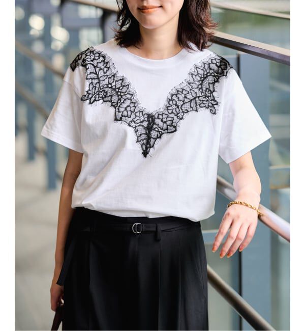 SLOBE IENA「《WEB限定/追加》アイラッシュレースTシャツ」|Tシャツ・カットソー|