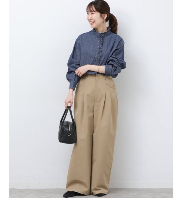 JOURNAL STANDARD relume「《追加予約5》スタンドネックデニムフリルブラウス」|シャツ・ブラウス|