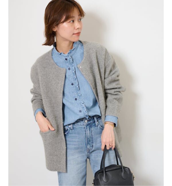 JOURNAL STANDARD relume「《追加予約5》スタンドネックデニムフリルブラウス」|シャツ・ブラウス|