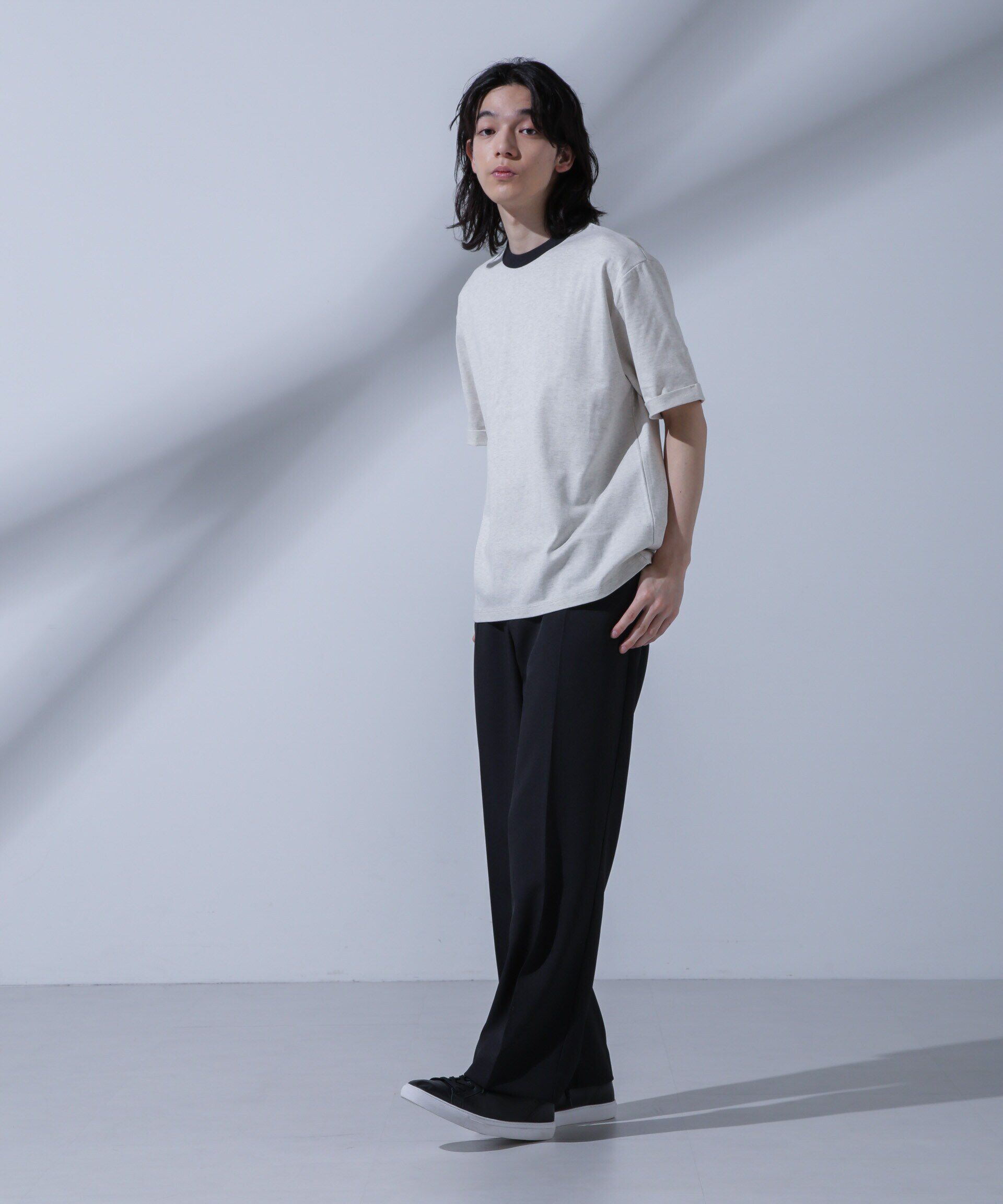 NANO universe「Anti Soaked 汗染み防止 リンガーネックTシャツ」|Tシャツ・カットソー|