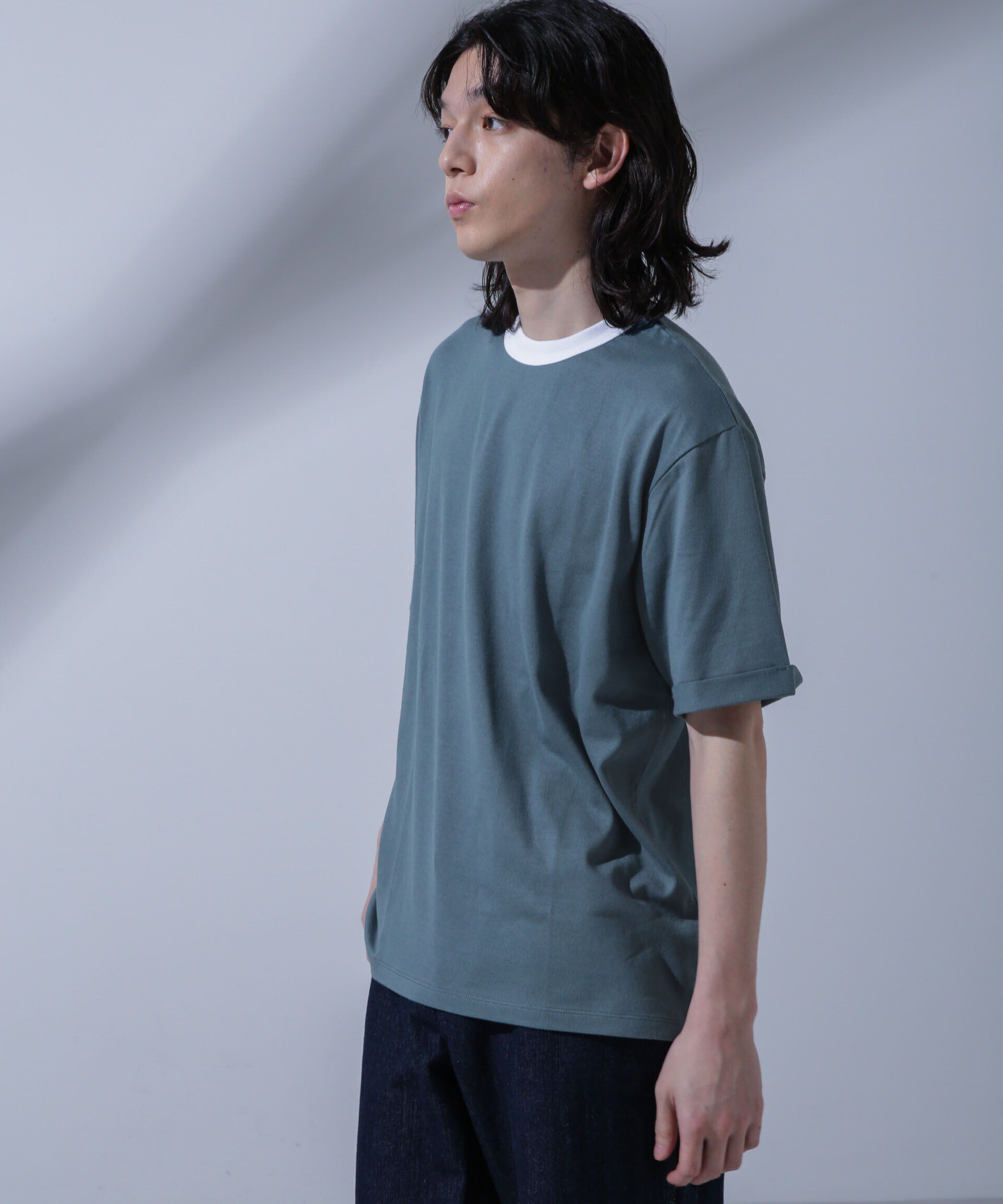 NANO universe「Anti Soaked 汗染み防止 リンガーネックTシャツ」|Tシャツ・カットソー|