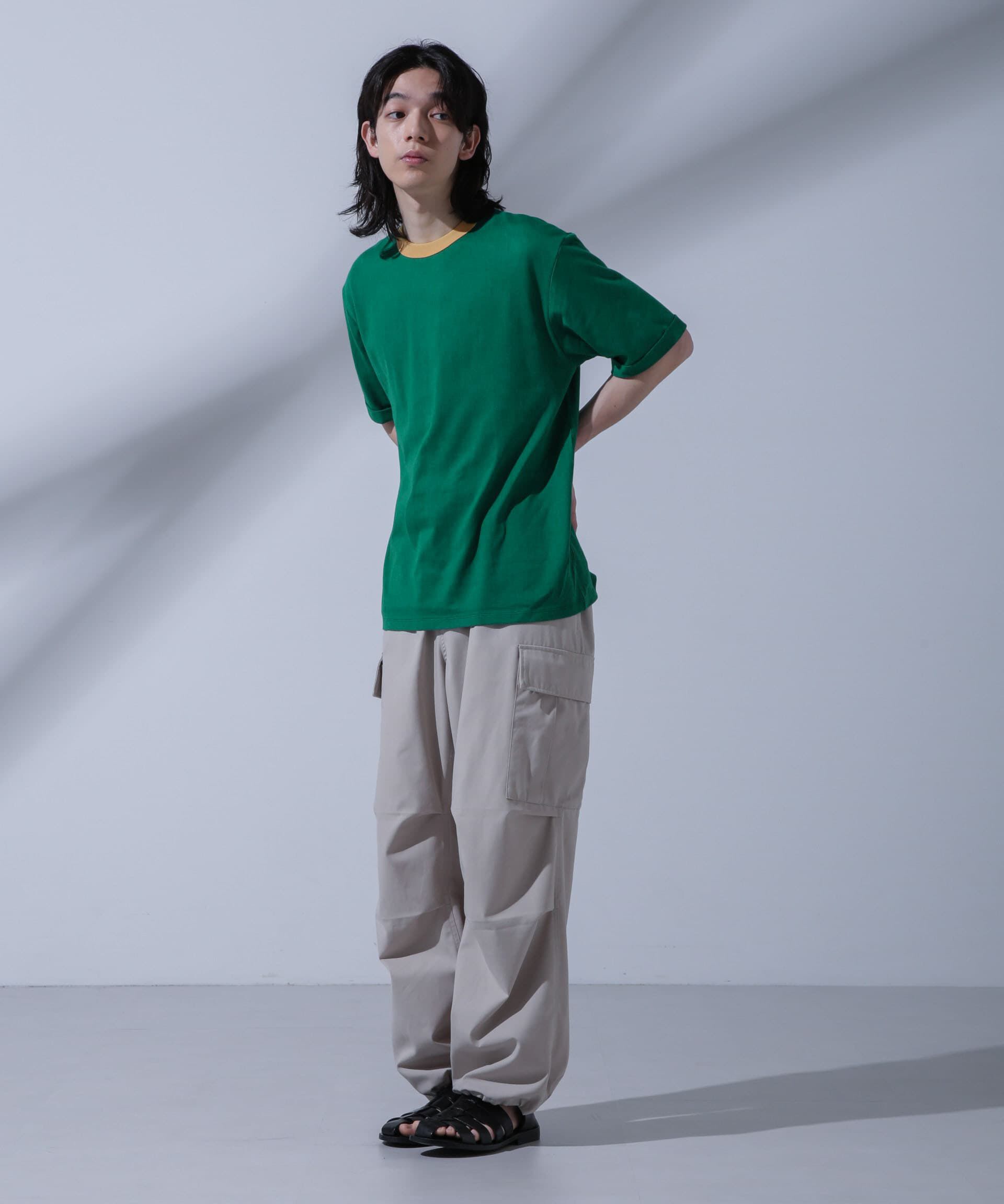 NANO universe「Anti Soaked 汗染み防止 リンガーネックTシャツ」|Tシャツ・カットソー|