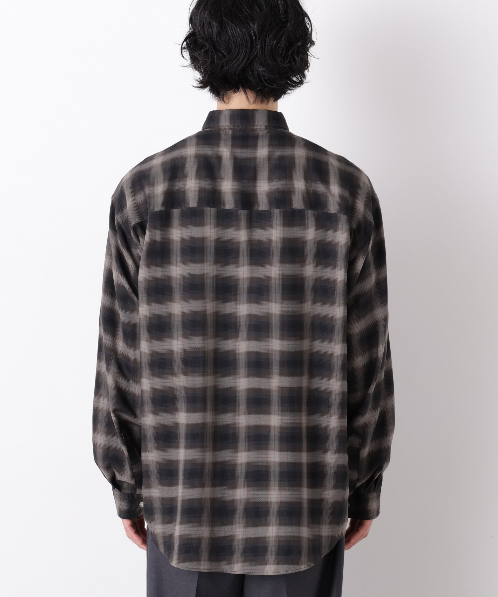  「｢OtoNANO｣LIM-BRESS クリアチェックワイドシャツ 長袖」|シャツ・ブラウス|