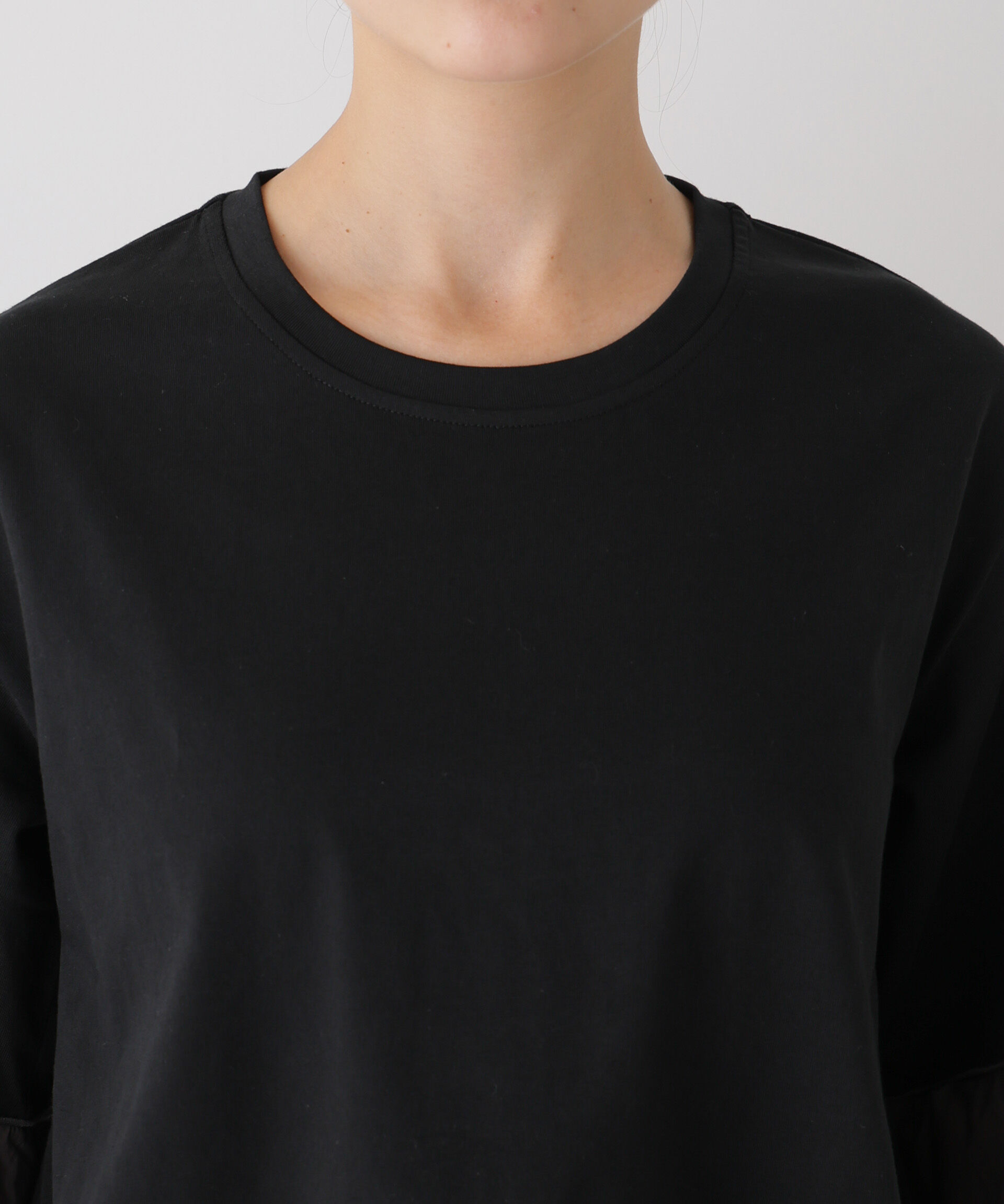 NANO universe「異素材フリルコンビペプラムカットトップス」|Tシャツ・カットソー|