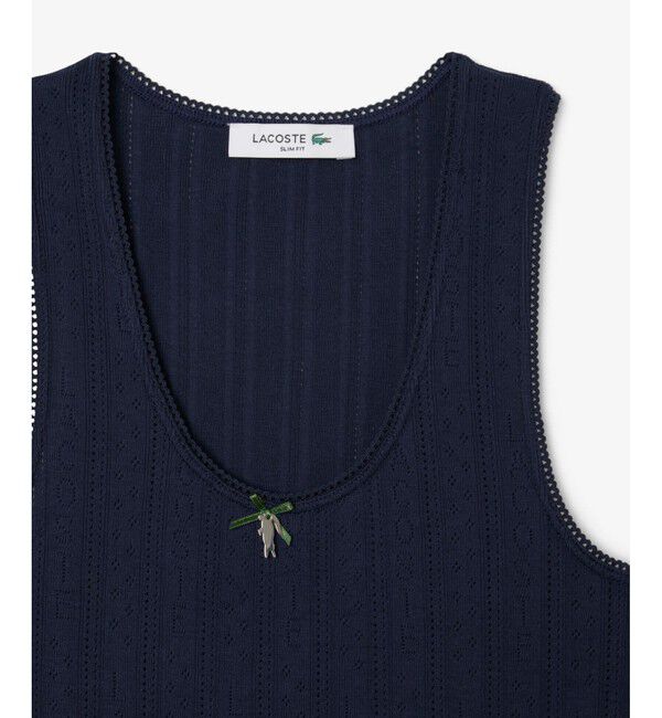 LACOSTE「レース調 ポワンテルニット リボンタンクトップ」|Tシャツ・カットソー|