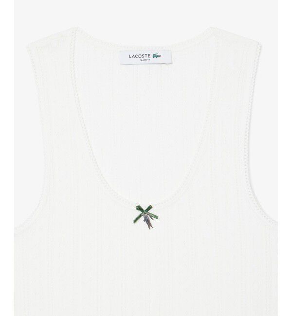 LACOSTE「レース調 ポワンテルニット リボンタンクトップ」|Tシャツ・カットソー|